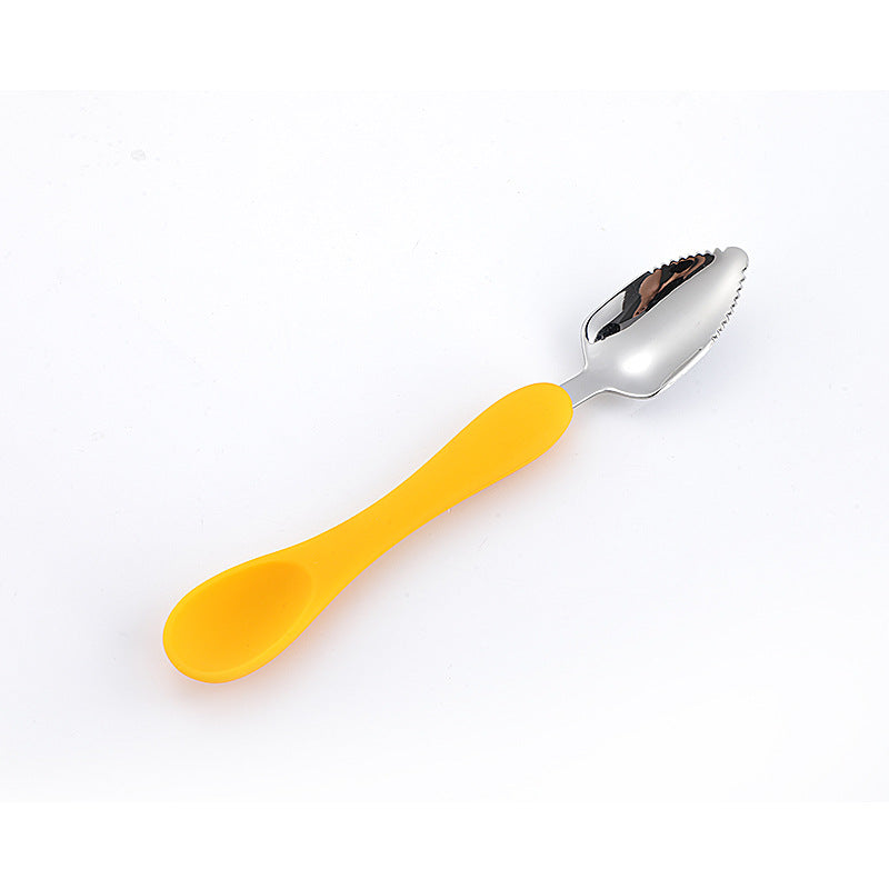 Wholesale Stainless Steel Silicone Baby Food Double-headed Spoon